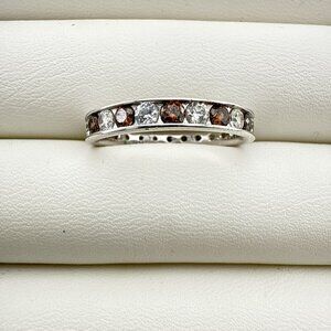 Jean Dousset Sterling Silver Ring Eternity Band Gemstone sz 7.5 HSN Minimalist